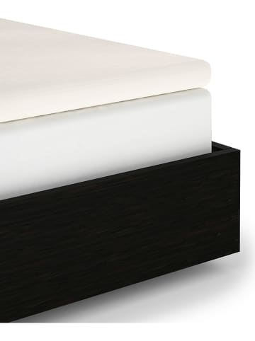 Heckett Lane Prześcieradło satynowe "Elementi" w kolorze kremowym na topper na gumce