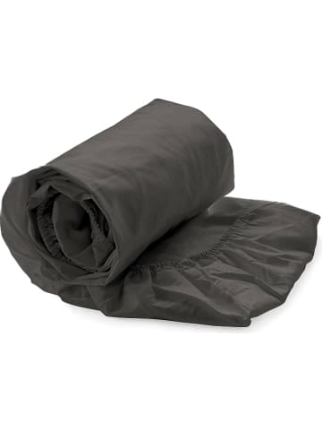 Heckett Lane Prześcieradło satynowe "Elementi" w kolorze antracytowym na gumce