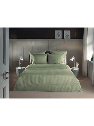 Heckett Lane Satin-Bettwäsche-Set "Banda" in Grün