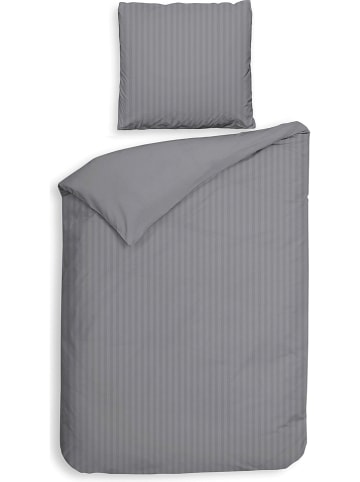Heckett Lane Satin-Bettwäsche-Set "Banda" in Grau