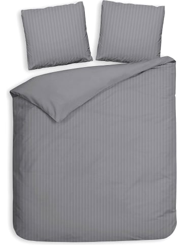 Heckett Lane Satin-Bettwäsche-Set "Banda" in Grau