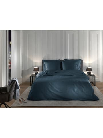Heckett Lane Komplet pościeli satynowej "Diamante" w kolorze granatowym