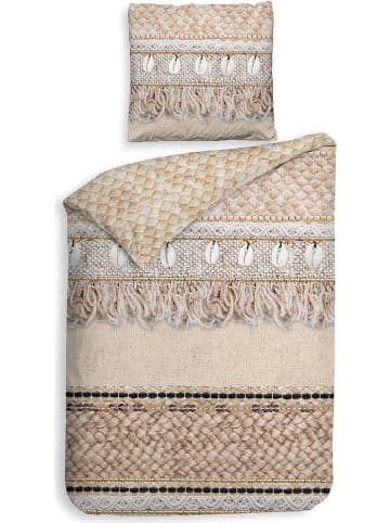 Heckett Lane Twill-Bettwäsche-Set "Linna" in Beige