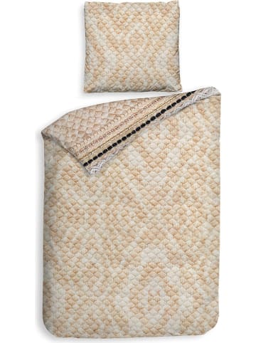 Heckett Lane Twill-Bettwäsche-Set "Linna" in Beige
