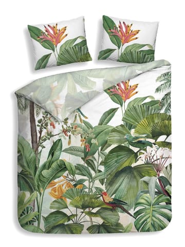 Heckett Lane Satin-Bettwäsche-Set "Elisa" in Weiß/ Grün/ Rosa