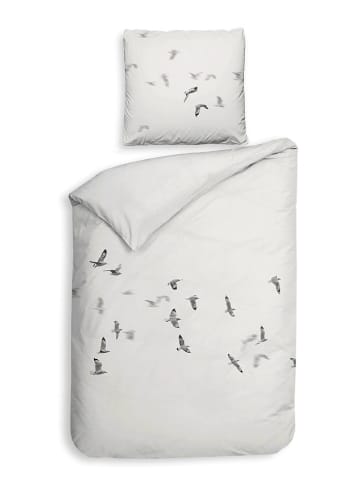 Heckett Lane Satijnen beddengoedset "Esma" wit/lichtblauw