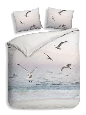 Heckett Lane Komplet pościeli satynowej "Esma" w kolorze biało-błękitnym