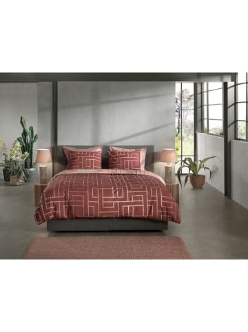 HNL Twill beddengoedset "Roja" rood/lichtroze