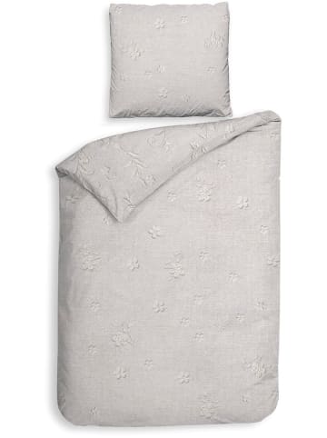Heckett Lane Twill beddengoedset "Broidy" grijs