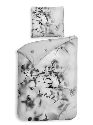 Heckett Lane Satin-Bettwäsche-Set "Berta" in Hellgrau