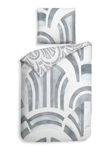 Heckett Lane Satijnen beddengoedset "Kaia" wit/blauw