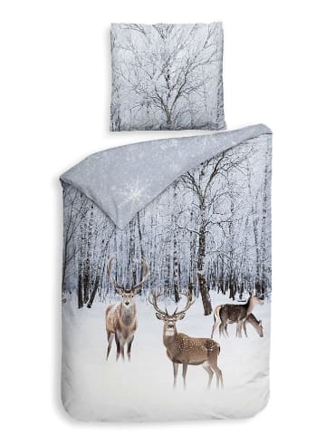 Heckett Lane Satijnen beddengoedset "Pelle" blauw/wit