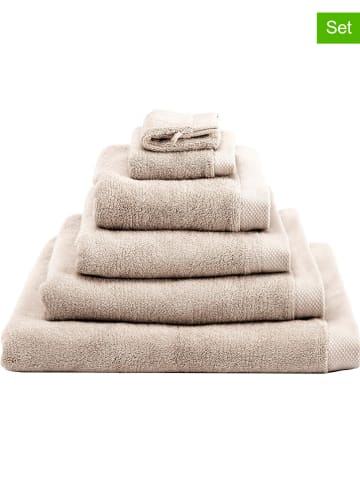 Heckett Lane 6-delige set: washandjes "Premium" zandkleurig