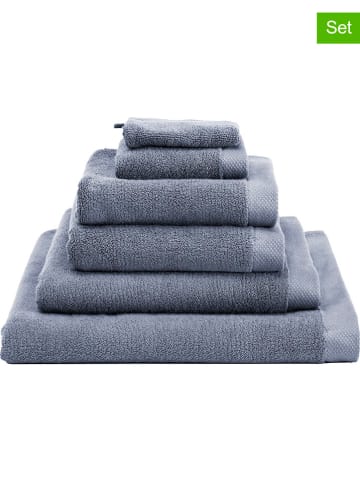 Heckett Lane 6-delige set: washandjes "Premium" blauw