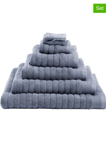 Heckett Lane 6-delige set: washandjes "Prestige" blauw