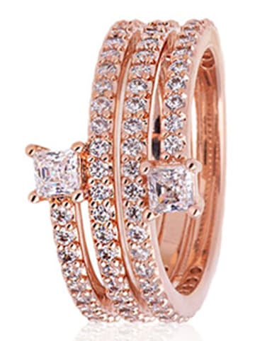 Pandora Rosévergold. Ring mit Edelsteinen