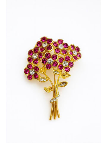 Lodie Silver Broche goudkleurig/roze