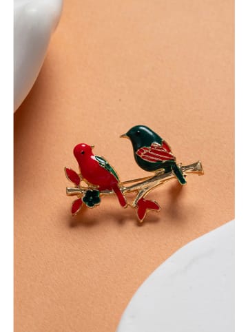 Lodie Silver Broche goudkleurig/zwart/rood