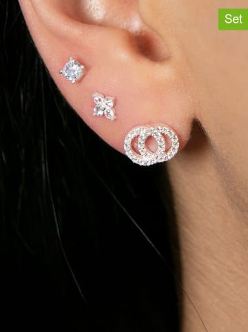 Lodie Silver 3er-Set: Silber-Ohrstecker mit Edelsteinen