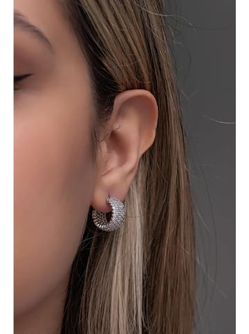 Lodie Silver Srebrne kolczyki-półkreole z cyrkoniami