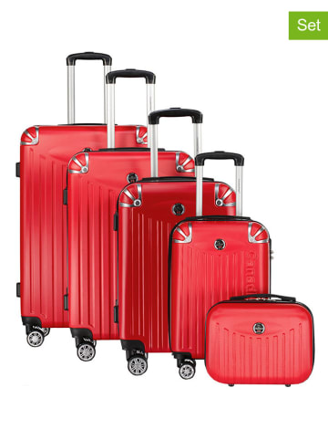 Canadian Peak 5tlg. Hardcase-Trolleyset "Softlesseak" in Rot