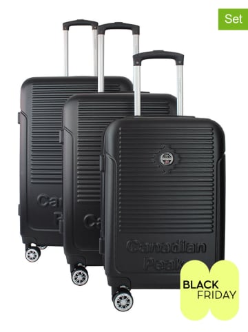 Canadian Peak 3tlg. Hardcase-Trolleyset "Santiegoeak" in Schwarz