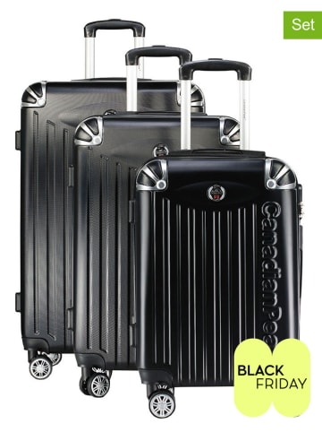 Canadian Peak 3tlg. Hardcase-Trolleyset "Softlesseak" in Schwarz