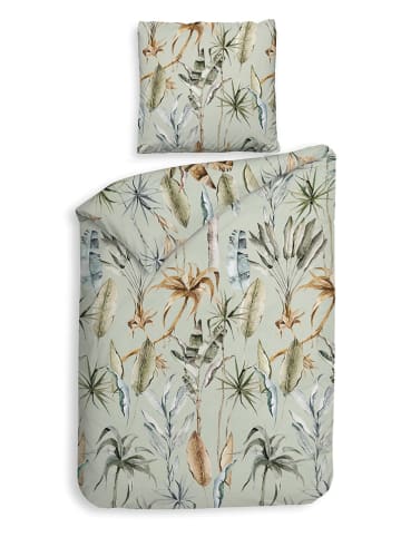 Heckett Lane Flanellen beddengoedset "Areca" mintgroen