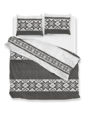 Zo!Home Flanellen beddengoedset "Anika" wit/grijs