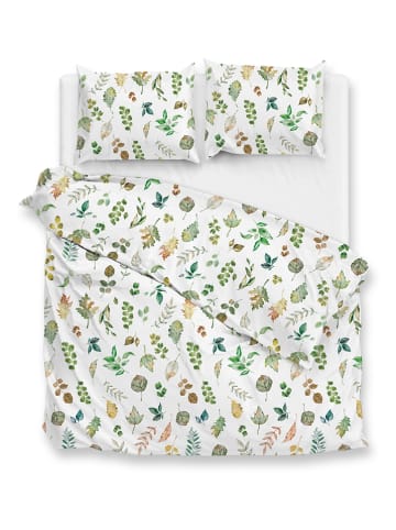 Zo!Home Flanellen beddengoedset "Amara" wit/groen