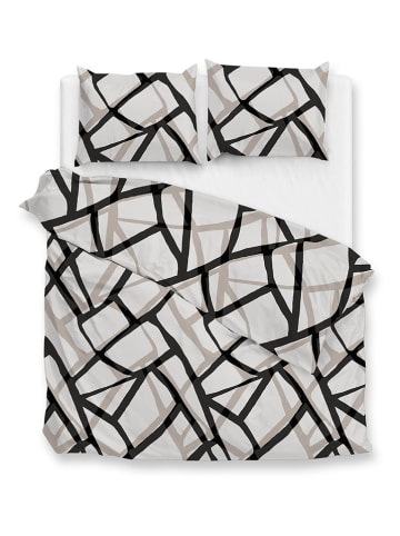 Zo!Home Flanellen beddengoedset "Serena" wit/zwart/beige