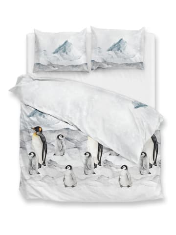 Zo!Home Flanellen beddengoedset "Frostine" wit/blauw