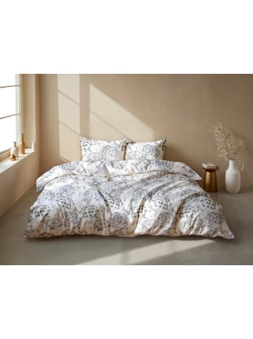 Zo!Home Flanellen beddengoedset "Eira" wit/lichtblauw