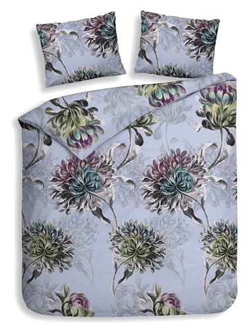 Heckett Lane Flanellen beddengoedset "Bing" lichtblauw/groen