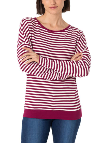 Timezone Longsleeve in Dunkelrot/ Weiß