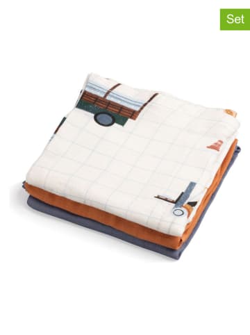 Sebra Chustki muślinowe (3 szt.) w kolorze biało-niebiesko-brązowym do odbijania