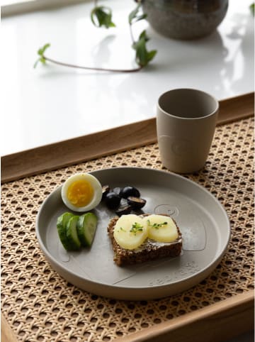 Sebra Talerz "Mums" w kolorze beżowym do nauki jedzenia - 4 m+