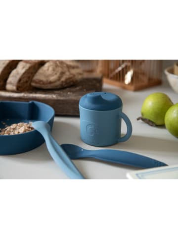 Sebra Silikonowa miska "Fanto" w kolorze niebieskim do nauki jedzenia - 4 m+