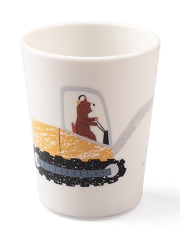 Sebra Kubek "Busy Builders" w kolorze kremowym ze wzorem