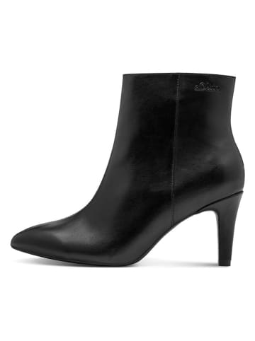 s.Oliver Leder-Stiefeletten in Schwarz