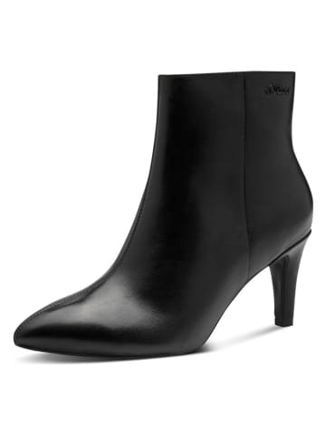 s.Oliver Leder-Stiefeletten in Schwarz