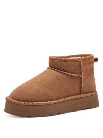 s.Oliver Leder-Boots in Hellbraun