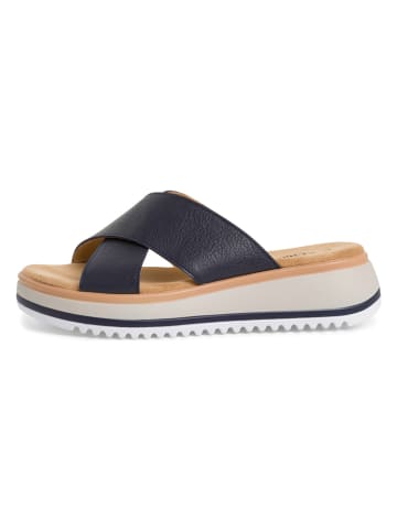 s.Oliver Leder-Keilpantoletten in Dunkelblau