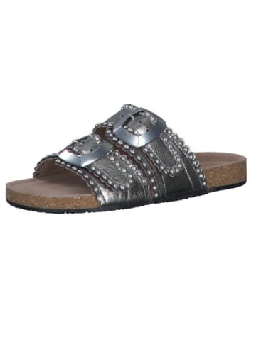 s.Oliver Leder-Pantoletten in Silber