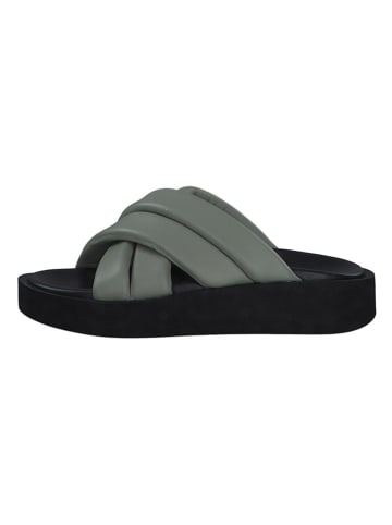 s.Oliver Leren slippers zwart/groen