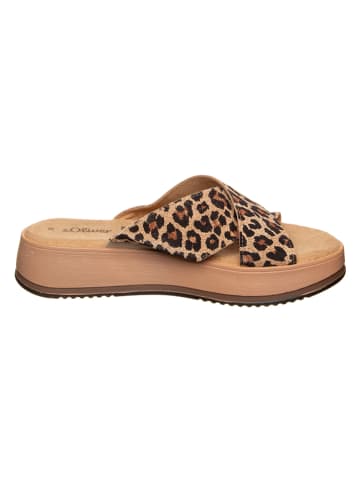 s.Oliver Leren slippers bruin/beige