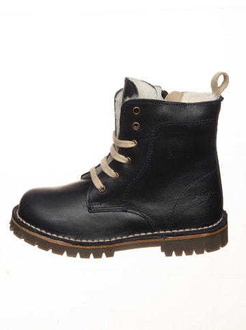 POM POM Leder-Boots in Dunkelblau