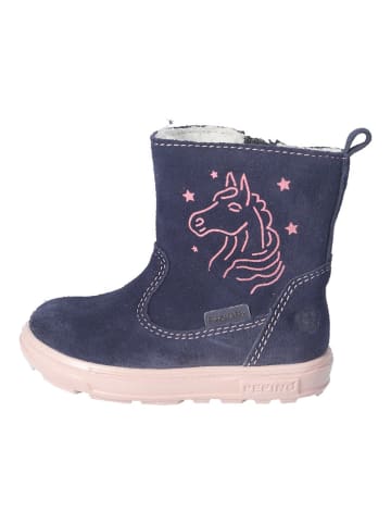 PEPINO Leder-Winterstiefel "Cosa-S" in Dunkelblau