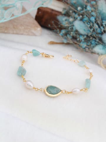 L'Atelier de Gaia Vergulde armband met edelstenen en parels