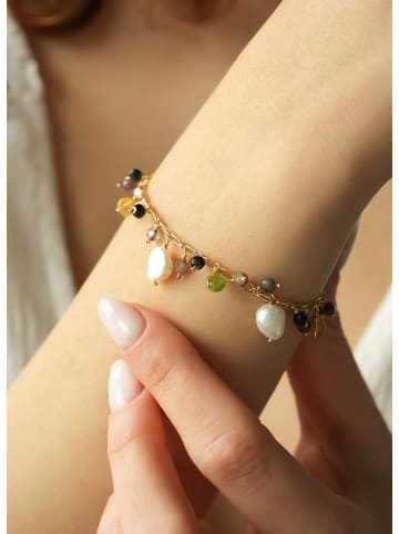 L'Atelier de Gaia Vergold. Armband mit Perlen und Edelsteinen